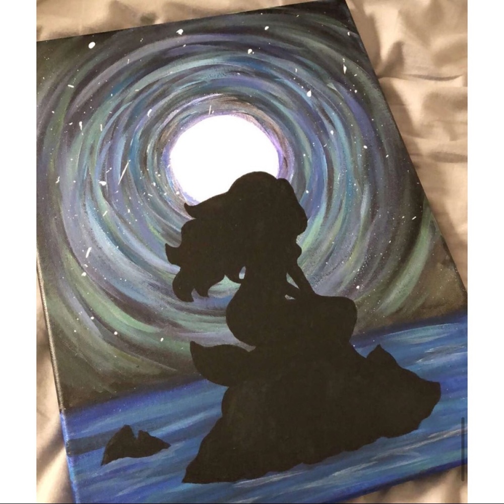 Mermaid galaxy acrylic canvas painting